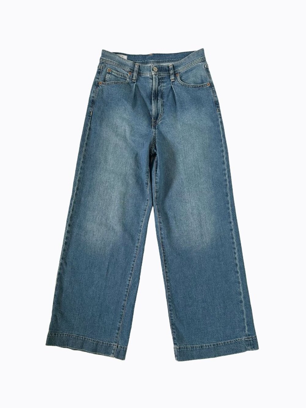 Gap High Rise Trouser Jeans 27 4R Wide Leg Blue Pleated Denim Streetwear Skater